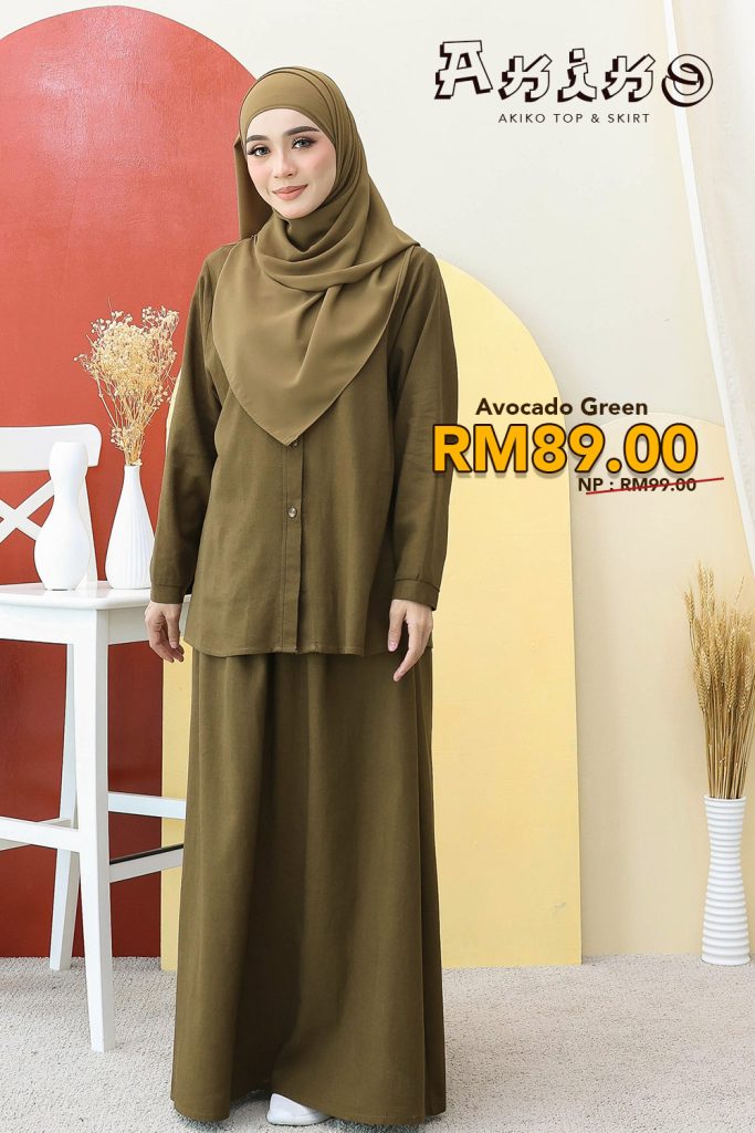 AKIKO TOP & SKIRT – AVOCADO GREEN