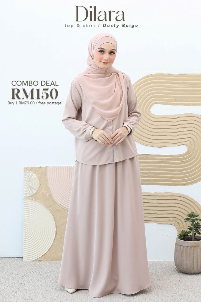 DILARA TOP & SKIRT – DUSTY BEIGE